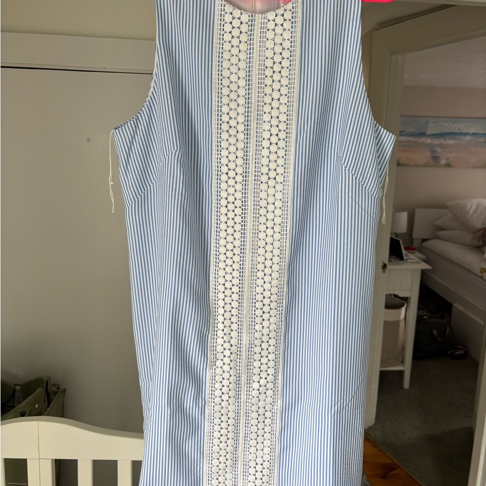 Blue and White Striped Dress